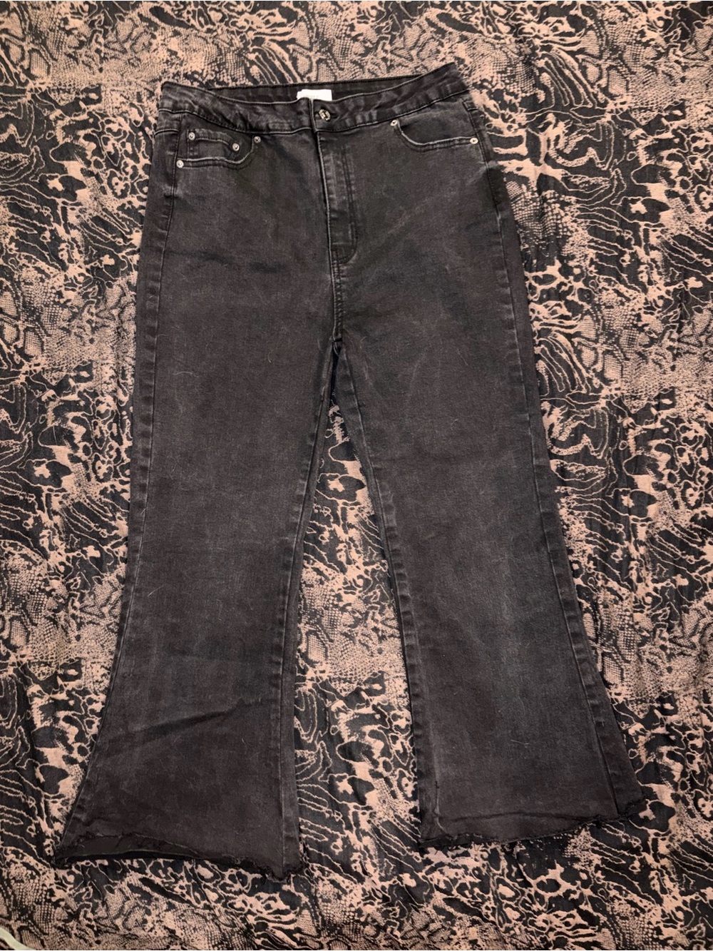 Forever 21 Washed Black High-Rise Flare Jeans
